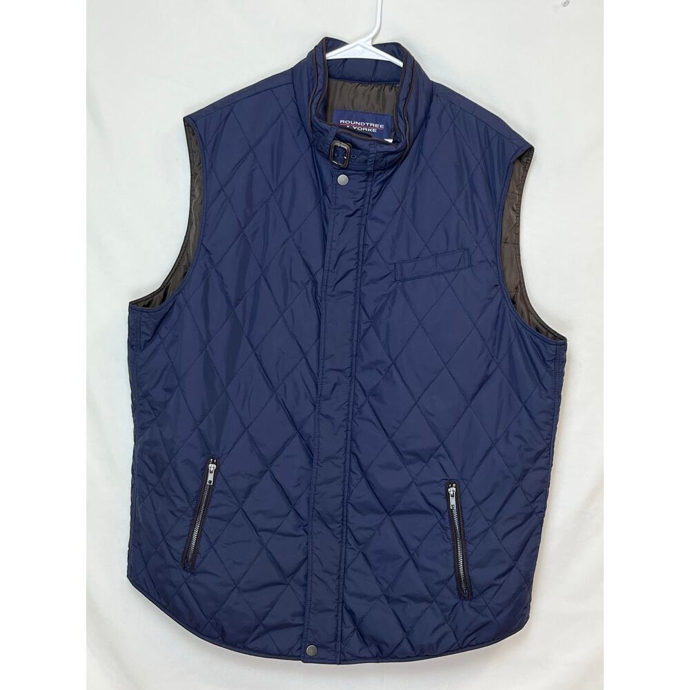 Roundtree & Yorke Men’s XLT Blue Quilted Vest Zip Front Lightweight Outerwear